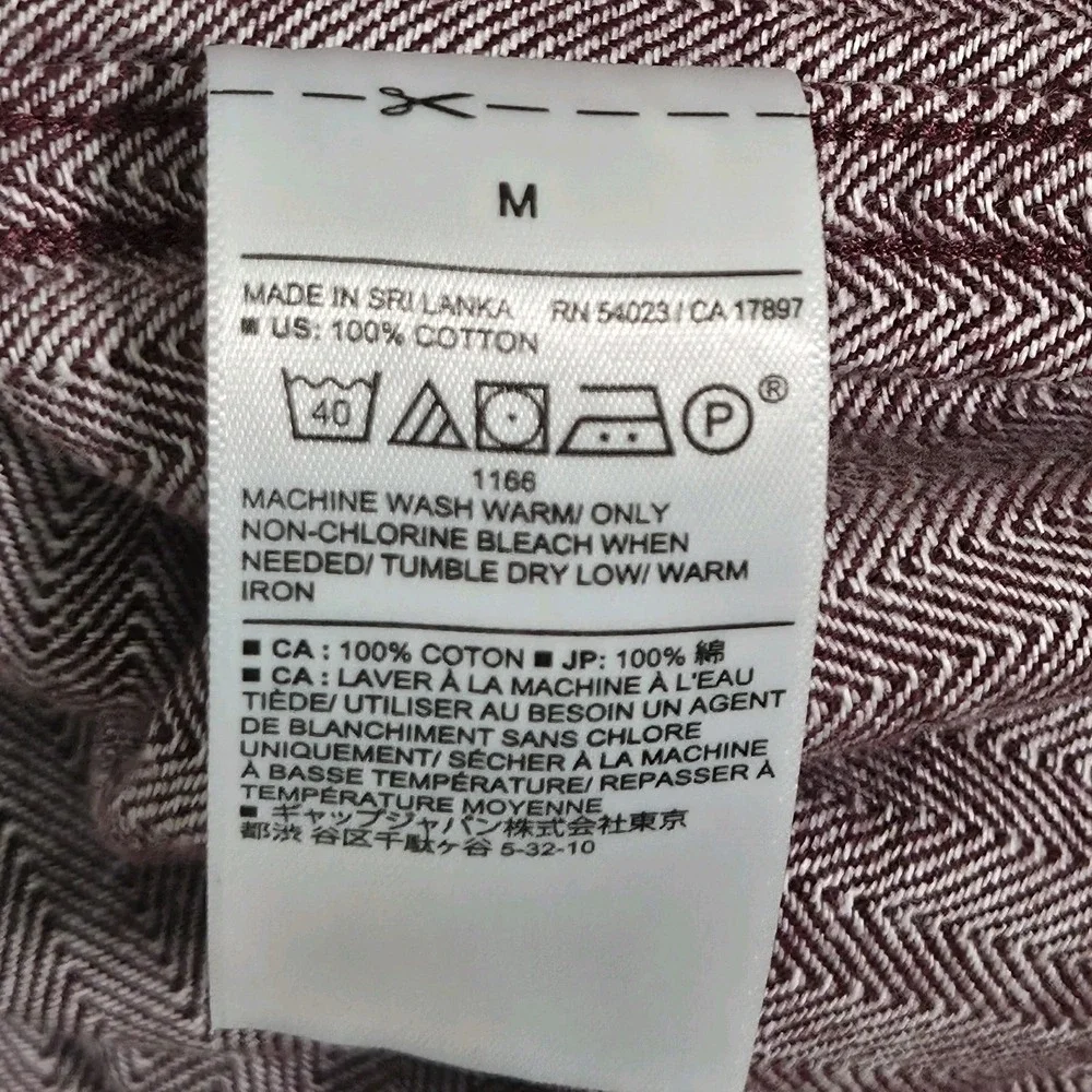 Banana Republic Heritage Button Down Shirt Mens Medium Herringbone Dark Cherry